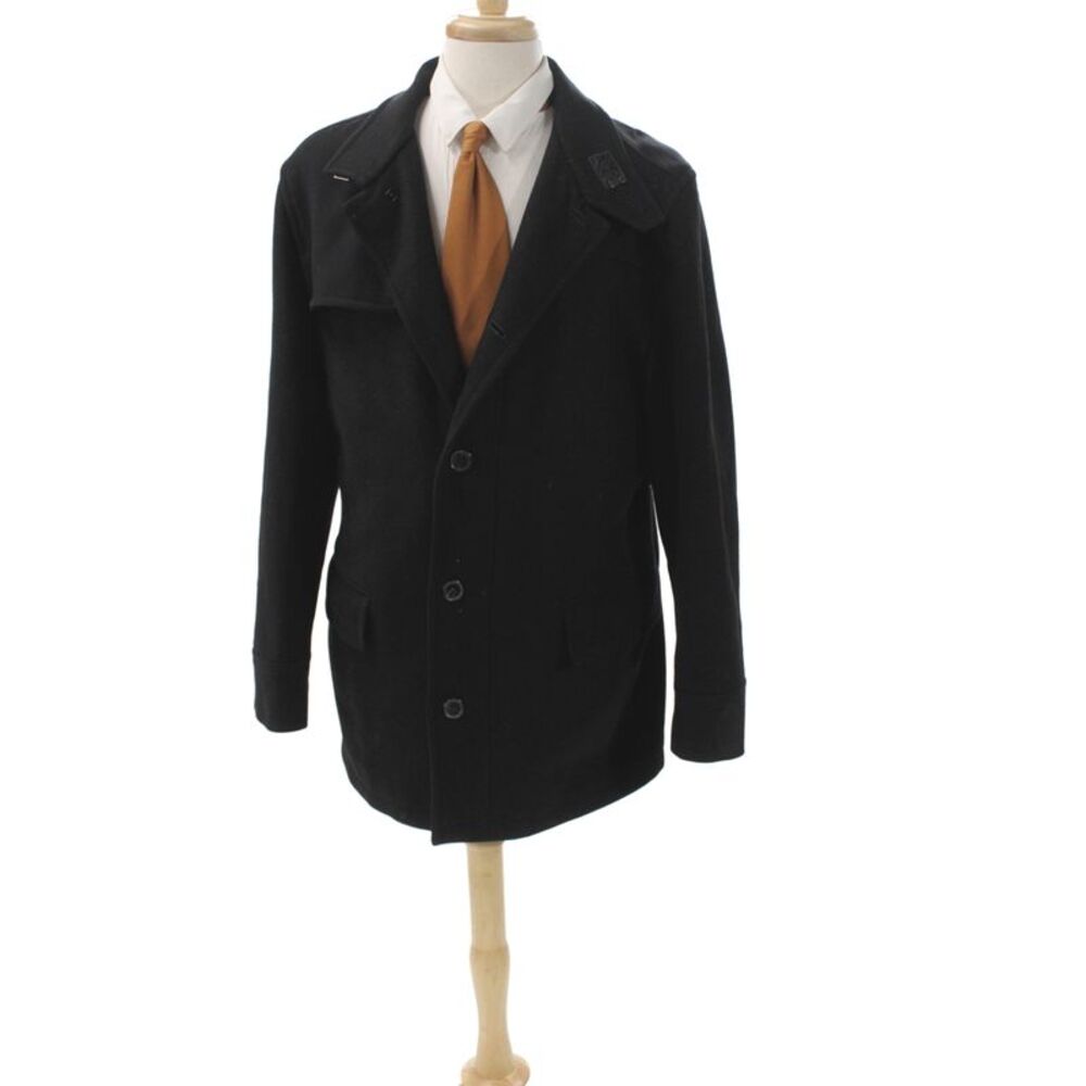 Gieves & Hawkes Men Black Pea Coat Button Size 46